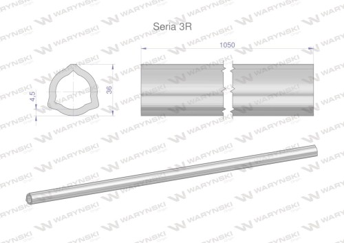 Rura wewnętrzna Seria 3R do wału 1210 przegubowo-teleskopowego 36x4.5 mm 1055 mm WARYŃSKI-28142