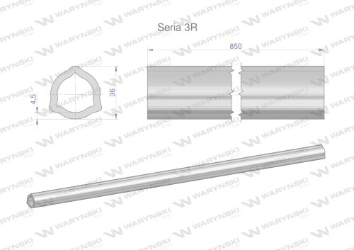 Rura wewnętrzna Seria 3R do wału 1010 przegubowo-teleskopowego 36x4.5 mm 855 mm WARYŃSKI-28140