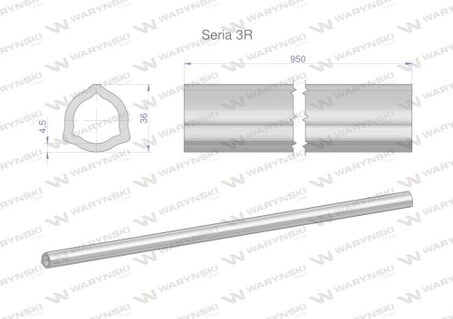Rura wewnętrzna Seria 3R do wału 1110 przegubowo-teleskopowego 36x4.5 mm 955 mm WARYŃSKI-28141