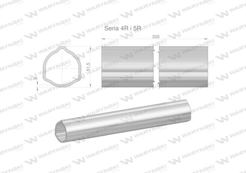 Rura zewnętrzna Seria 4R i 5R do wału 460 przegubowo-teleskopowego 51.5x3 mm 335 mm WARYŃSKI-31645