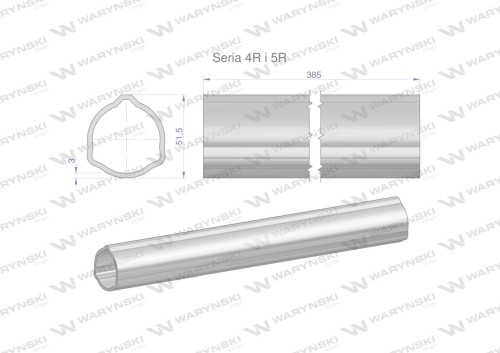 Rura zewnętrzna Seria 4R i 5R do wału 510 przegubowo-teleskopowego 51.5x3 mm 385 mm WARYŃSKI-31646
