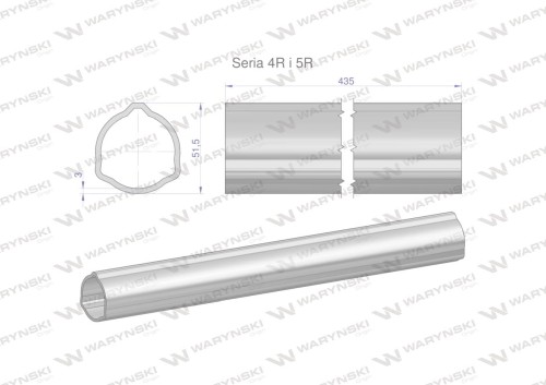 Rura zewnętrzna Seria 4R i 5R do wału 560 przegubowo-teleskopowego 51.5x3 mm 435 mm WARYŃSKI-31647
