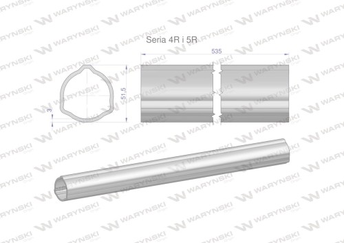 Rura zewnętrzna Seria 4R i 5R do wału 660 przegubowo-teleskopowego 51.5x3 mm 535 mm WARYŃSKI-31648