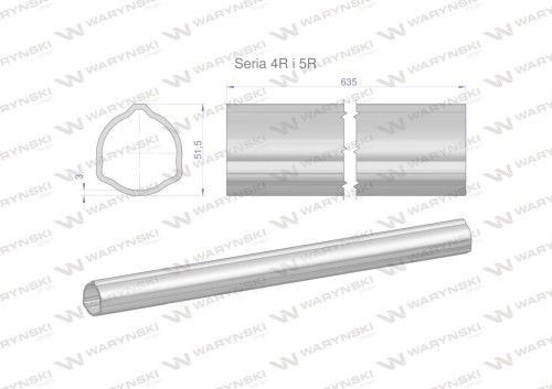 Rura zewnętrzna Seria 4R i 5R do wału 760 przegubowo-teleskopowego 51.5x3 mm 635 mm WARYŃSKI-31649