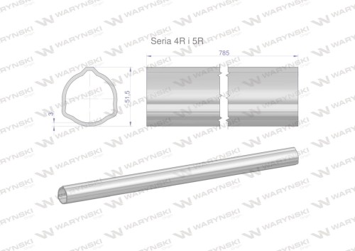 Rura zewnętrzna Seria 4R i 5R do wału 910 przegubowo-teleskopowego 51.5x3 mm 785 mm WARYŃSKI-31651
