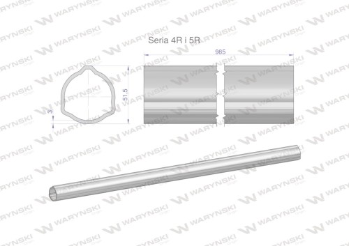 Rura zewnętrzna Seria 4R i 5R do wału 1110 przegubowo-teleskopowego 51.5x3 mm 985 mm WARYŃSKI-31653