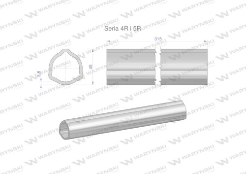Rura wewnętrzna Seria 4R i 5R do wału 460 przegubowo-teleskopowego 45x3.8 mm 315 mm WARYŃSKI-31655