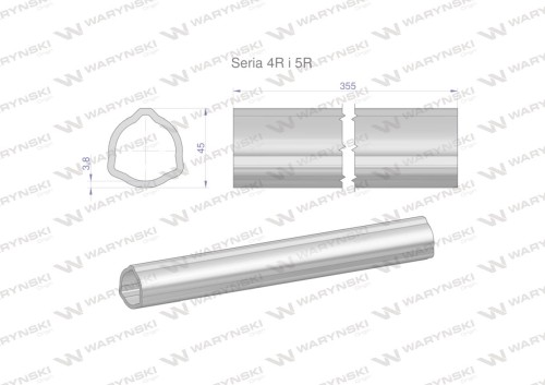 Rura wewnętrzna Seria 4R i 5R do wału 510 przegubowo-teleskopowego 45x3.8 mm 355 mm WARYŃSKI-31656