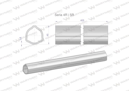 Rura wewnętrzna Seria 4R i 5R do wału 560 przegubowo-teleskopowego 45x3.8 mm 405 mm WARYŃSKI-31657