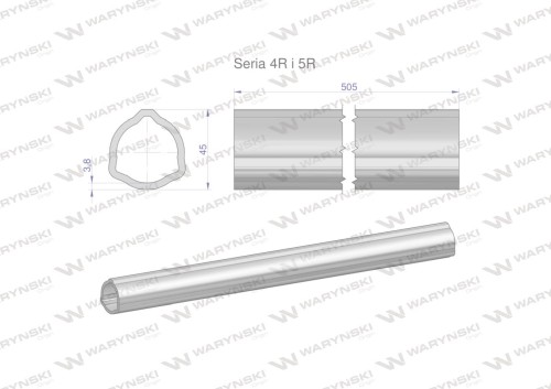 Rura wewnętrzna Seria 4R i 5R do wału 660 przegubowo-teleskopowego 45x3.8 mm 505 mm WARYŃSKI-31658