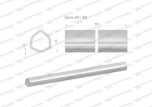 Rura wewnętrzna Seria 4R i 5R do wału 760 przegubowo-teleskopowego 45x3.8 mm 605 mm WARYŃSKI-31659
