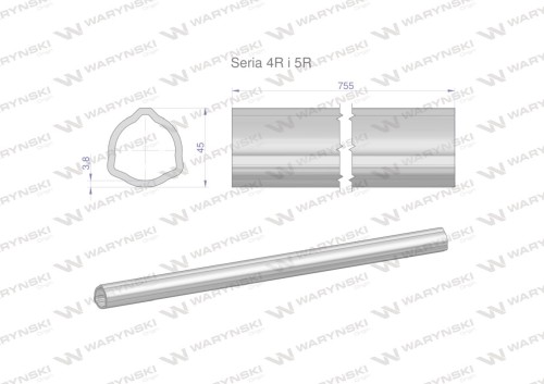 Rura wewnętrzna Seria 4R i 5R do wału 910 przegubowo-teleskopowego 45x3.8 mm 755 mm WARYŃSKI-31661