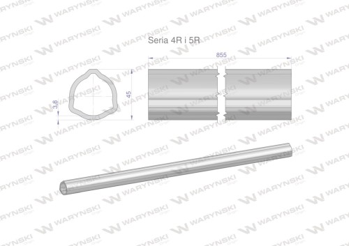 Rura wewnętrzna Seria 4R i 5R do wału 1010 przegubowo-teleskopowego 45x3.8 mm 855 mm WARYŃSKI-31662