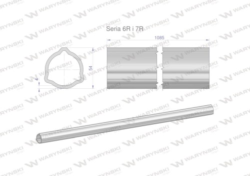 Rura zewnętrzna Seria 6R i 7R do wału 1210 przegubowo-teleskopowego 54x4 mm 1085 mm WARYŃSKI-31674