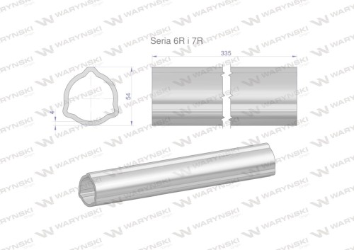 Rura zewnętrzna Seria 6R i 7R do wału 460 przegubowo-teleskopowego 54x4 mm 335 mm WARYŃSKI-31665