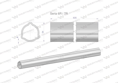 Rura zewnętrzna Seria 6R i 7R do wału 760 przegubowo-teleskopowego 54x4 mm 635 mm WARYŃSKI-31669