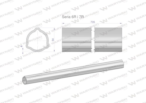 Rura zewnętrzna Seria 6R i 7R do wału 860 przegubowo-teleskopowego 54x4 mm 735 mm WARYŃSKI-31670