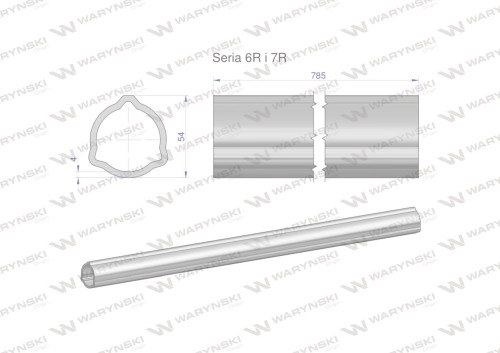 Rura zewnętrzna Seria 6R i 7R do wału 910 przegubowo-teleskopowego 54x4 mm 785 mm WARYŃSKI-31671