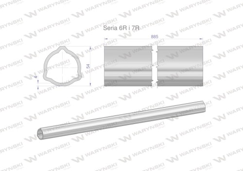 Rura zewnętrzna Seria 6R i 7R do wału 1010 przegubowo-teleskopowego 54x4 mm 885 mm WARYŃSKI-31672