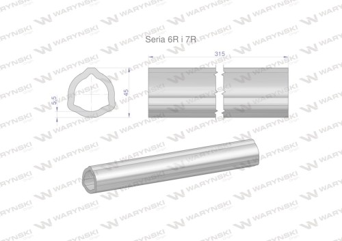 Rura wewnętrzna Seria 6R i 7R do wału 460 przegubowo-teleskopowego 45x5.5mm 315 mm WARYŃSKI-31675