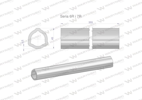 Rura wewnętrzna Seria 6R i 7R do wału 510 przegubowo-teleskopowego 45x5.5mm 355 mm WARYŃSKI-31676