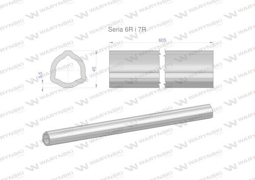 Rura wewnętrzna Seria 6R i 7R do wału 760 przegubowo-teleskopowego 45x5.5mm 605 mm WARYŃSKI-31679