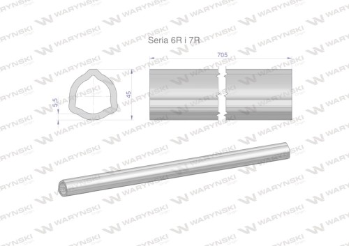 Rura wewnętrzna Seria 6R i 7R do wału 860 przegubowo-teleskopowego 45x5.5mm 705 mm WARYŃSKI-31680