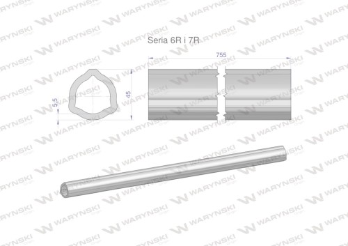 Rura wewnętrzna Seria 6R i 7R do wału 910 przegubowo-teleskopowego 45x5.5mm 755 mm WARYŃSKI-31681