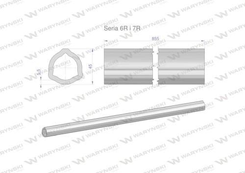 Rura wewnętrzna Seria 6R i 7R do wału 1010 przegubowo-teleskopowego 45x5.5mm 855 mm WARYŃSKI-31682