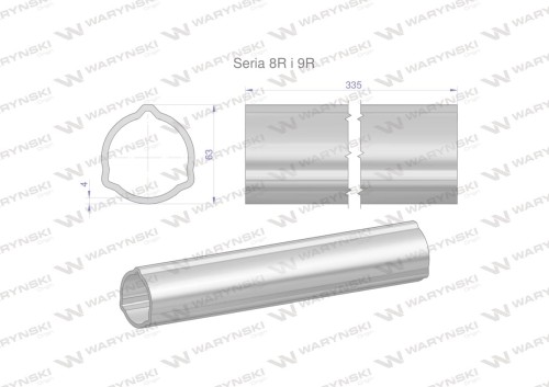 Rura zewnętrzna Seria 8R i 9R do wału 460 przegubowo-teleskopowego 63x4 mm 335 mm WARYŃSKI-31685