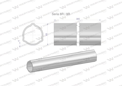 Rura zewnętrzna Seria 8R i 9R do wału 510 przegubowo-teleskopowego 63x4 mm 385 mm WARYŃSKI-31686