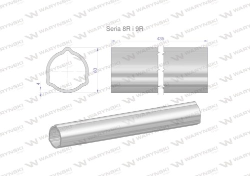 Rura zewnętrzna Seria 8R i 9R do wału 560 przegubowo-teleskopowego 63x4 mm 435 mm WARYŃSKI-31687