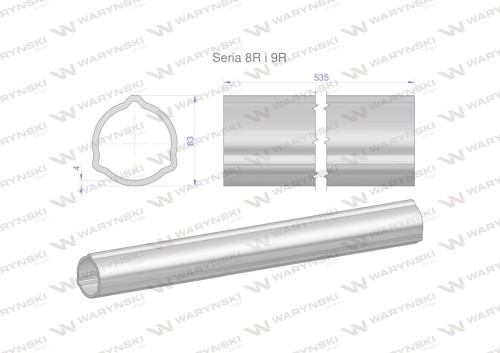 Rura zewnętrzna Seria 8R i 9R do wału 660 przegubowo-teleskopowego 63x4 mm 535 mm WARYŃSKI-31688