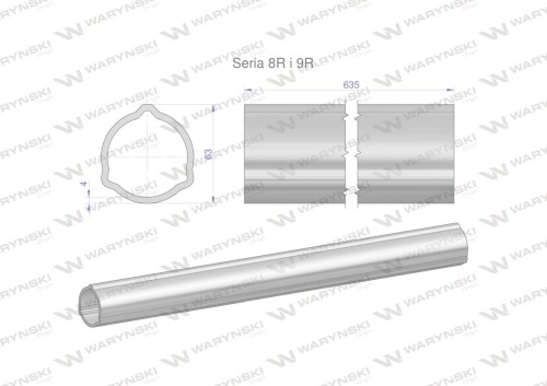 Rura zewnętrzna Seria 8R i 9R do wału 760 przegubowo-teleskopowego 63x4 mm 635 mm WARYŃSKI-31689