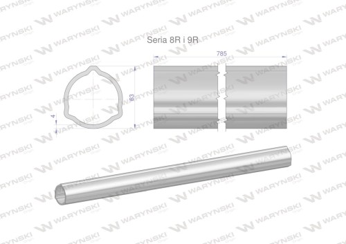 Rura zewnętrzna Seria 8R i 9R do wału 910 przegubowo-teleskopowego 63x4 mm 785 mm WARYŃSKI-31691