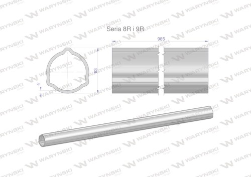 Rura zewnętrzna Seria 8R i 9R do wału 1110 przegubowo-teleskopowego 63x4 mm 985 mm WARYŃSKI-31693