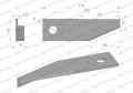 Nóż obrotowy rozdrabniacz słomy sieczkarnia podgięty lewy 173x50x4.5mm otwór 18 zastosowanie 87031976 New Holland WARYŃSKI ( sprzedawane po 25 )-37979