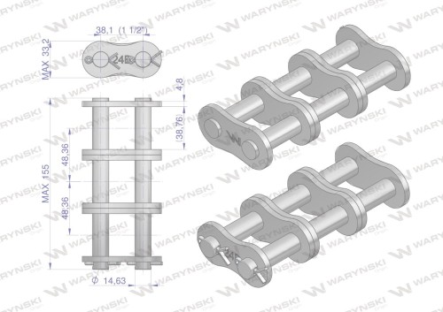 Zamek łańcucha Z24B-3 (R3 1.1/2) Waryński-22349