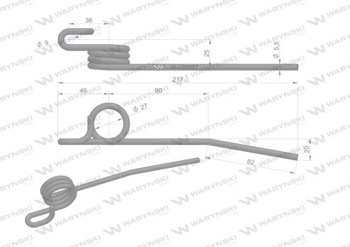 Palec sprężysty motowideł lewy Z56957 zastosowanie John Deere WARYŃSKI W-Z56957, H149752-13071