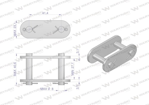 Zamek łańcucha CA557 Waryński ( sprzedawane po 5 )-24486