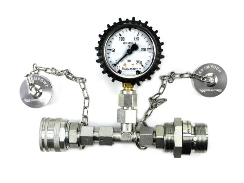 Zestaw pomiarowy ciśnienia hydrauliki z manometrem 250 bar wtyczka i gniazdo skręcane Waryński-37849