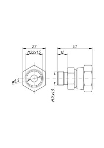 Złącze redukcyjne AMBM M22x1.5/M16x1.5