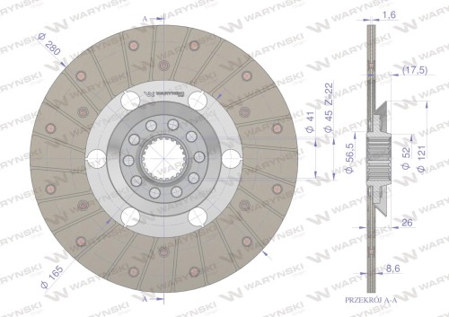 Tarcza sprzęgła CASE fi 280 Waryński-37068