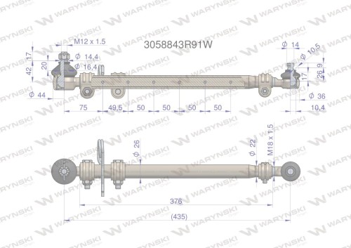 Drążek kierowniczy 435mm 3058843R91 WARYŃSKI-20632