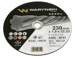 Tarcza do cięcia metalu 230 x1.9 x22.23 mm Waryński (sprzedawane po 5 szt )