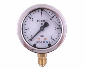 Manometr glicerynowy M63 0-6 bar dolne przyłącze G1/4" POLMO