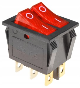 Przełącznik podwójny  16A 250V czerwony