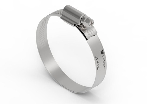 Opaska zaciskowa wzmocniona 25-40 ślimakowa (obejma W2 - stal nierdzewna) szerkość 12mm TEGER ( sprzedawane po 50 )-34839