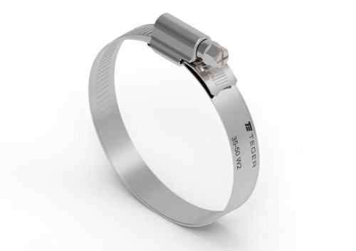 Opaska zaciskowa wzmocniona 35-50 (32-50) ślimakowa (obejma W2 - stal nierdzewna) szerkość 12mm TEGER ( sprzedawane po 50 )-34845
